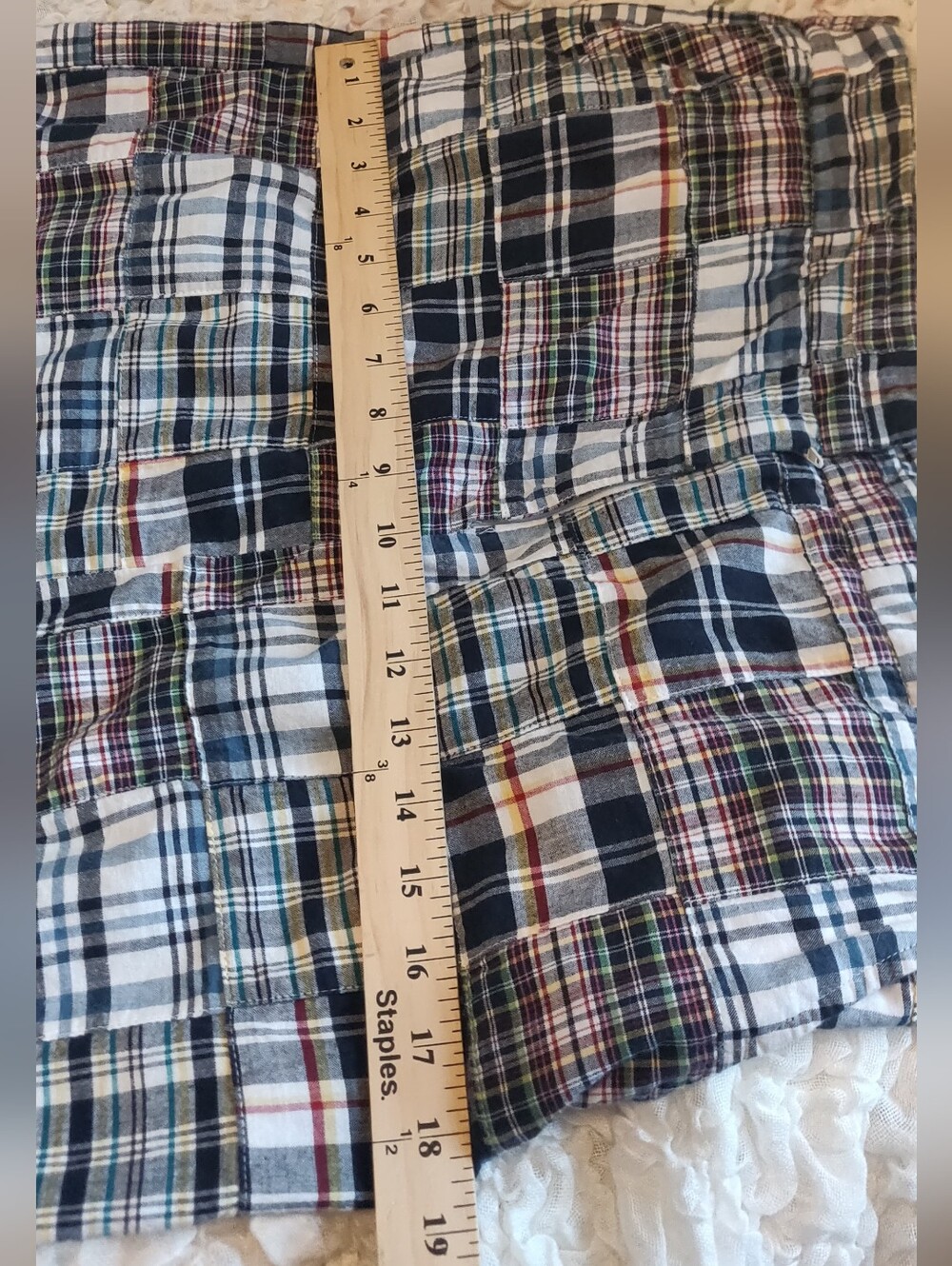 Carole Little Navy, White & Multicolor Madras Patchwork Plaid Skirt EUC size 12 - Picture 8 of 10